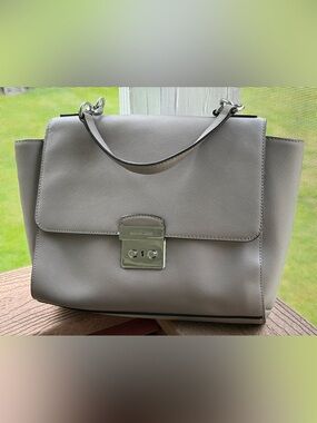 Michael Kors Gray Saffiano Leather Top-Handle Satchel